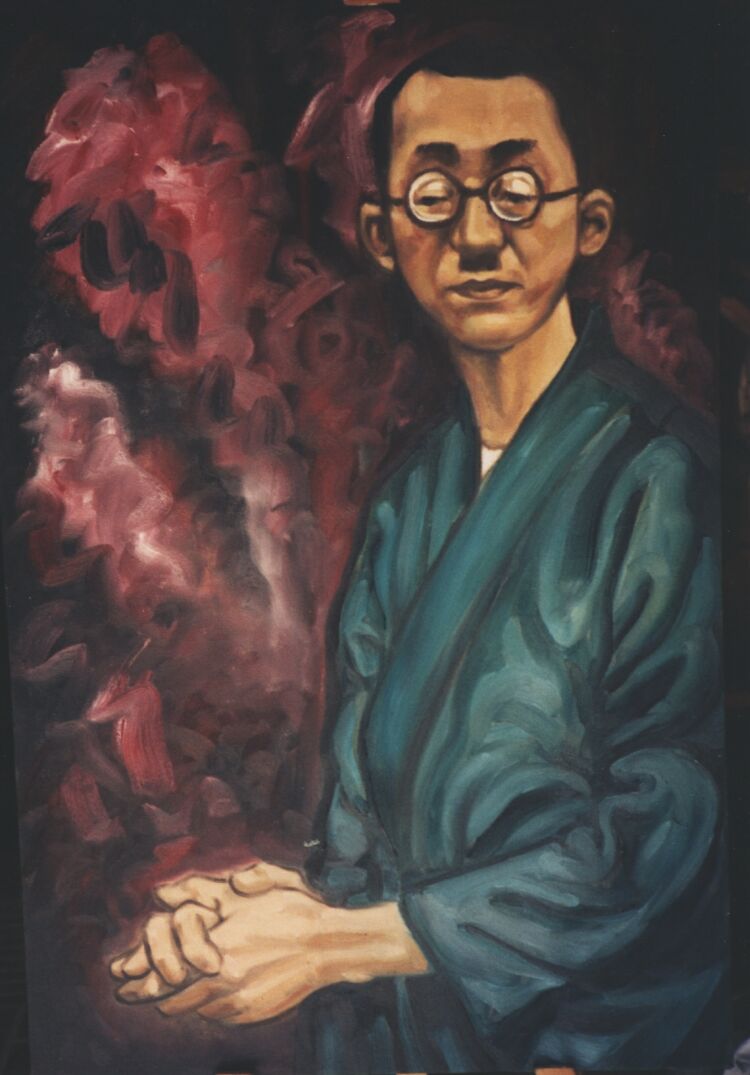 Portrait: Oil on canvas. President Toda, Ikeda museum, Japan110cm x 60cm. Commissioned by a Japanese architectural firm of Nichiren Shoshu's second president as gift to the museum. 